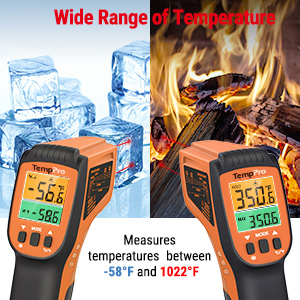 infrared thermometer for cooking measure from above boiling point to below freezing point