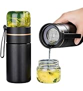 Glass Teapot With Infuser, Travel Tea Mug, Portable Tea Infuser Bottle 15OZ | Loose Tea Cup With ...