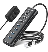 Powered USB Hub, Rosonway 7-Port USB 3.2/USB C Hub with 10Gbps USB-A 3.2, 2 USB-C 3.2, 4 USB 3.0 ...