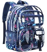 Vorspack Clear Backpack Heavy Duty - 15 Inches Clear Bookbag Cute Transparent See Through Bakcpac...