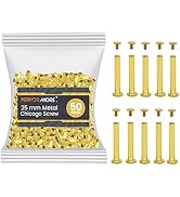50 Pack of Chicago Screw Post Binding Screws, 25mm Brass Plated Metal Screw Posts for Scrapbookin...