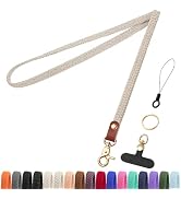 YANTHKEY Stretchy Long Thin Braided Lanyard for ID Badges &amp; Keys, with Phone Tether Tab &amp; Key Rin...