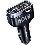 SUNDA 60W USB C Fast Car Charger, 4-Ports Car Charger Adapter, Dual Type C PD30W/PPS30W Compatibl...