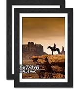 A PLUS MAX 5x7 Picture Frame Set of 2, Black Engineered Wood Frame for 5 x 7 Inch Picture Poster ...