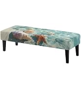 Doojoayie Stretch Bench Covers Starfish Bench Seat Slipcover Rectangle Chair Cover with Elastic B...
