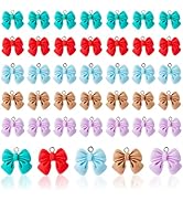 DICOSMETIC 50Pcs 5 Colors Bowknot Charms Bulk Resin Bow Charms Colorful Bow Tie Charm Cute Opaque...