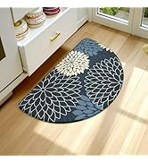 KIMODE Half Circle Kitchen Mats for Floor Cushioned Anti Fatigue,Semi Round Floral Boho Kitchen R...