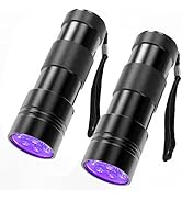 2 Pack UV Flashlight, COSOOS 12 LED Handheld Blacklight Flashlight 395nm Mini Light Torch Detecto...