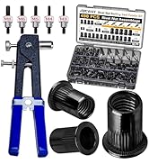 Rivet Nut Tool Kit, 490Pcs Black Zinc Metric Rivet Nut Combination (M8/M6/M5/M4/M3), Suitable for...