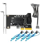 GLOTRENDS SA3234A 4-ports PCIe X2 SATA 3.0 Expansion Card, Support OS Booting, Including SATA Cab...