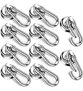 FINDMAG 10 Pack Strong Neodymium Magnetic Hooks Heavy Duty with Swivel Carabiner, 50LBS Magnet Ho...
