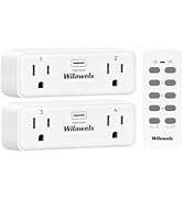 Remote Control Outlet with 2 Independent Control Sockets, WILAWELS Wireless Remote Light Switch 1...