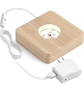 Facmogu Wooden LED Light Display Base with Power Adapter DC 5V 1A, USB Powered White Light LED Di...