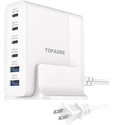 TOPADRE 160W USB C Charging Station, GaN 6-Port Desktop USB C Charger Block, USB Hub Powered 100W...