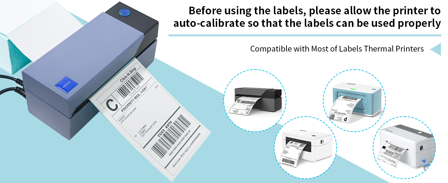 Shipping Labels with Perforated Line for Zebra &amp; Rollo Printers