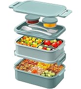 DaCool Lunch Box Adults Bento Box - 74 OZ All-in-One Stackable Lunch Containers for Adult Large B...