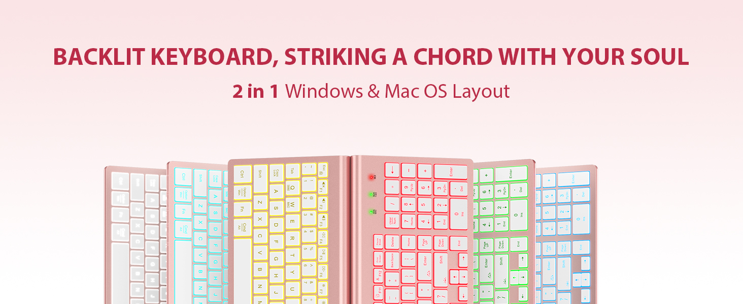 wireless keyboard and mouse with 7 colored