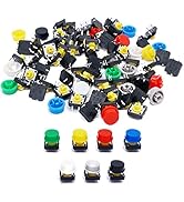 TWTADE/70pcs 4 Pin Tact Tactile Push Button Switch Momentary 12x12x7.3mm with Multicolored Switch...