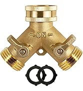 Triumpeek Brass Garden Hose Splitter, 3/4 Inch Brass Hose Connector, 2-Way Y Brass Hose Connector