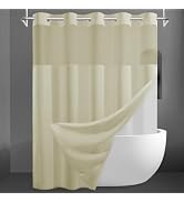 SORTTO No Hook Slub Textured Shower Curtain with Snap in Liner - Linen Fabric Outer Curtain &amp; Wat...