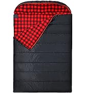 REDCAMP Cotton Double Sleeping Bag for Adults, 2 Person Cold Weather Queen Size Flannel Sleeping ...