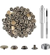 200 Pieces (50Sets) Leather Snap Fastener Kit Tool 5/8 inches (15mm) Snaps for Leather Press Stud...