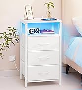 Yoobure Night Stand with Charging Station, 16 Colors LED Nightstand with USB Ports and Outlets, E...