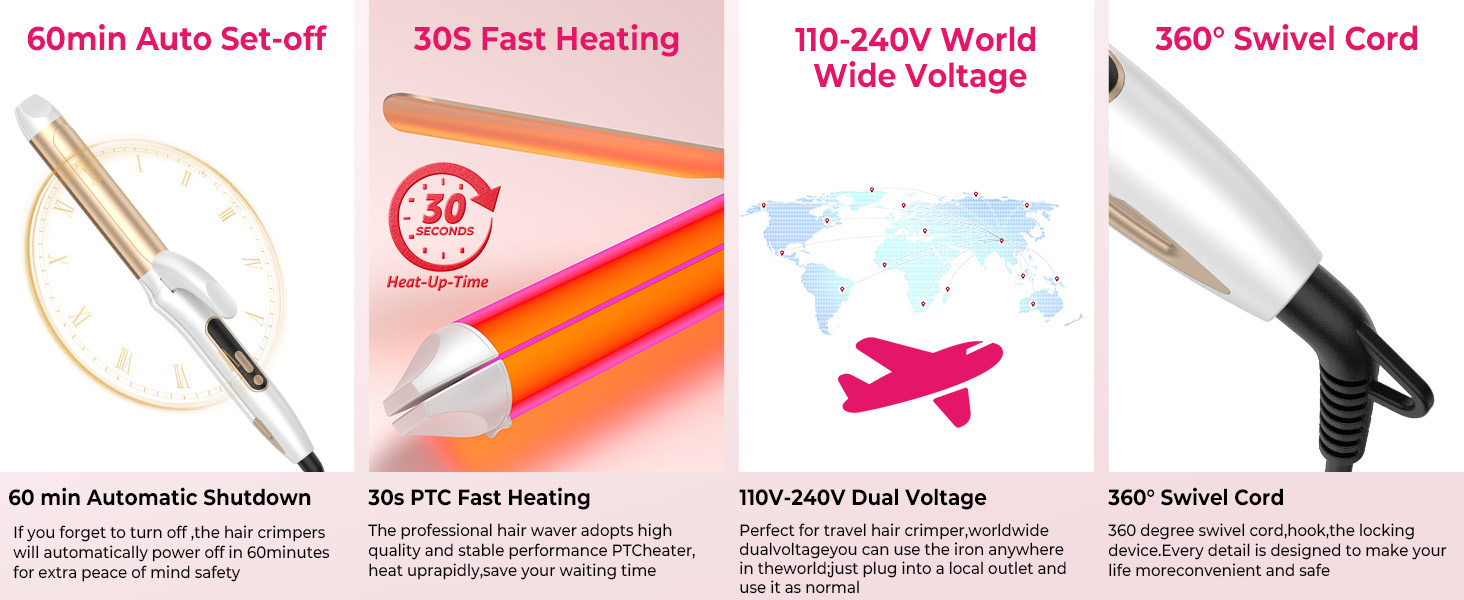 dual voltage fast heat up and automatic shut off