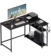 Pamray 43 Inch L Shaped Computer Desk with Reversible Side Storage Shelves, Small Corner Desk for...