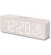DreamSky Wooden Digital Alarm Clocks for Bedrooms – Large Display Desk Clock with Date &amp; Day of W...