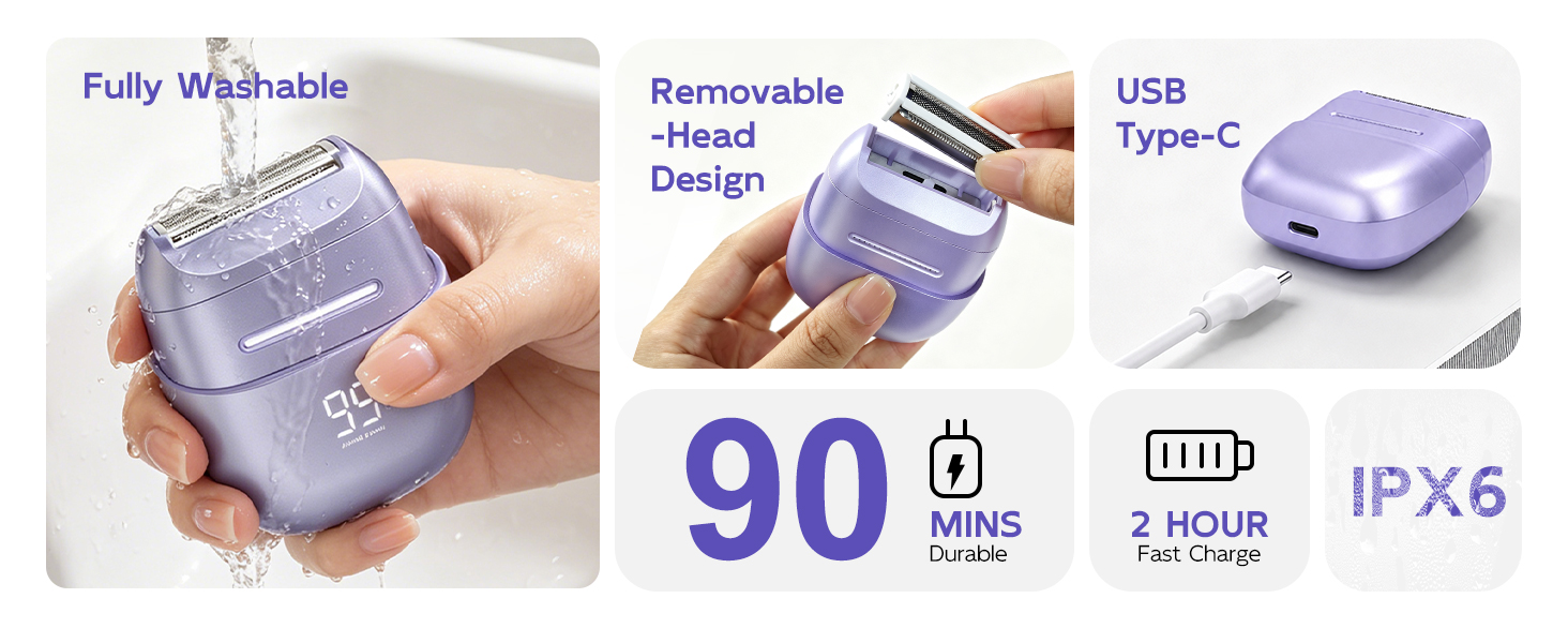 90 mins durable, 2-hour fast charge. Fully washable design.