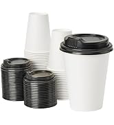 RACETOP [100 pack] Disposable Coffee Cups with Lids 12 oz, Paper Cups with Lids, Hot Cups with Li...