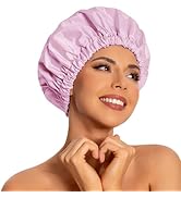 Reusable Shower Cap for Women, Large Waterproof Shower Bonnet Washable Elastic Band Bath Hair Hat...