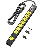 DEWENWILS Industrial Power Strip 8 Wide-Spaced Outlet, Metal Workshop Power Strip, 600J Surge Pro...