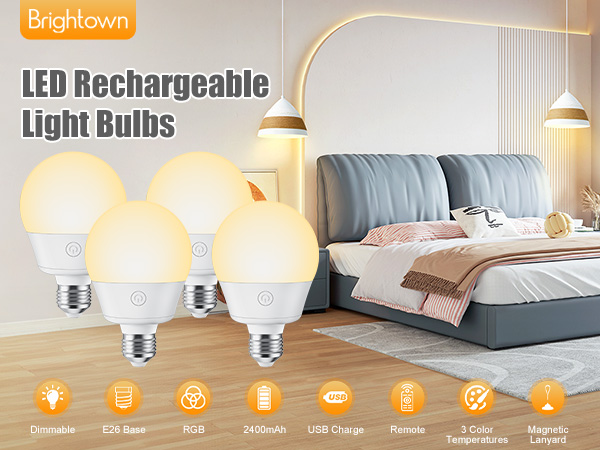 Brightown E26 Rechargeable Bulb 