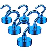 FINDMAG 6 Pack Blue Magnetic Hooks, 22LBS Neodymium Magnet Hooks, Magnet with Hooks Strong Magnet...
