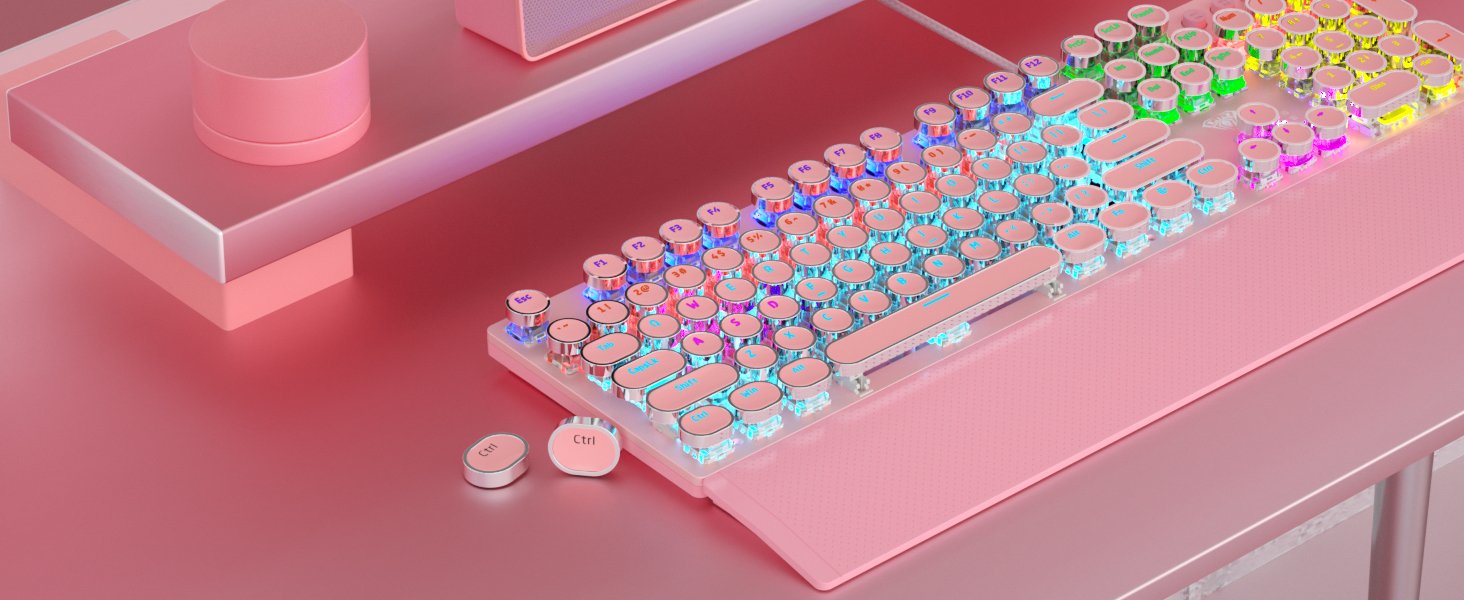 pink keyboard typewriter style keyboard mechanical keyboards light up keyboard cute