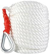 3/4" x150' Anchor Rope, Polypropylene Docking Dockline Boat/Sailboat/Mooring/Pull Lines with Thim...