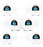 6-Pack Interconnected Smoke and Carbon Monoxide Detector, Battery Operated, Silence/Test Button, ...
