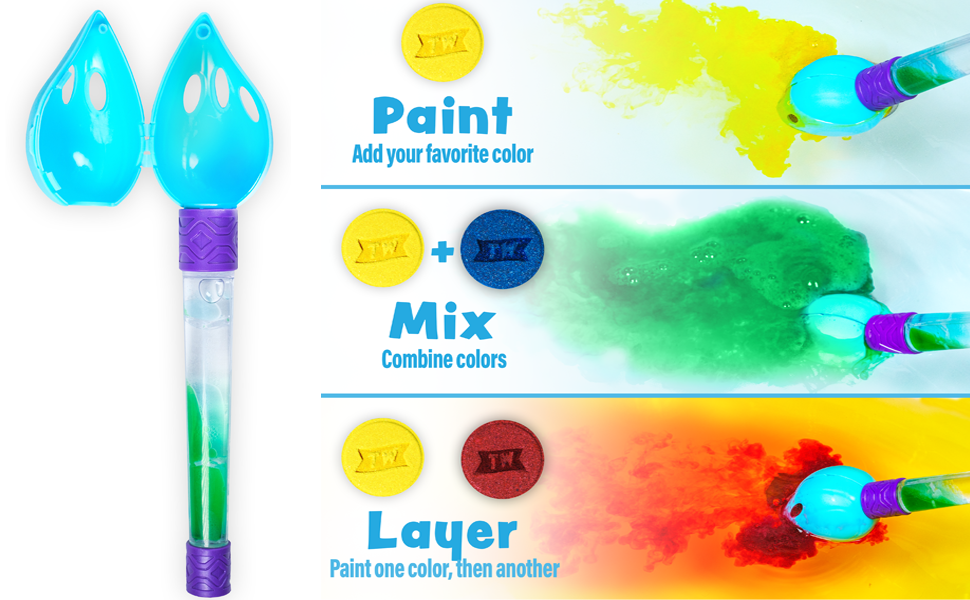 bath paint brush with bath color tablets for kids