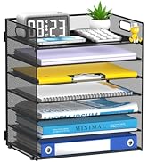 ReePlan 7-Tier Paper Organizer for Desk, Letter Tray with Handle Mesh Desk File Organizer, Worksp...