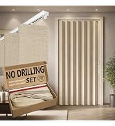 Jilron Accordian Door Curtain,Install Adhesive Track 100% Blackout Doorway Curtains,Suitable for ...