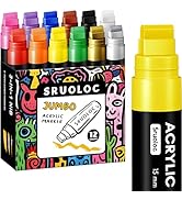 SRUOLOC 12 Colors Jumbo Markers, 15mm Jumbo Felt Tip, Acrylic Paint Markers for Rock Painting, Po...