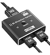 HDMI Switch 4K 120Hz, avedio links 8K HDMI 2.1 Switch Splitter 2 in 1 Out, Aluminum Alloy Bi-Dire...