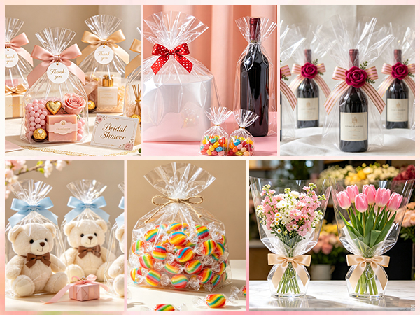 The celephane wrap will bring a professional look to your gifts. Perfect for flower wrap bouquets