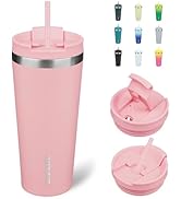 BJPKPK 22oz Tumbler With lid And Straw Stainless Steel Travel Coffee Mug Insulated Tumblers Cups,...