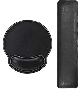 MAIDERN PU Leather Keyboard Wrist Rest and Mouse Pad with Wrist Support, Memory Foam Set for Comp...