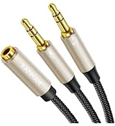 XANHAM 3.5mm Headphone Splitter for Computer Y Shape 1/8 Inch Aux 2 TRS Male to 1 TRRS Female Mic...