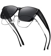 GEGURI Polarized Sunglasses Fit Over Glasses for Men Women, Oversized Square Sun Glasses UV400 Pr...
