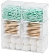 GOXITAX 3 Pack Bathroom Canister with Divider, Plastic Vanity Drawer Storage Jars with Lid for Co...